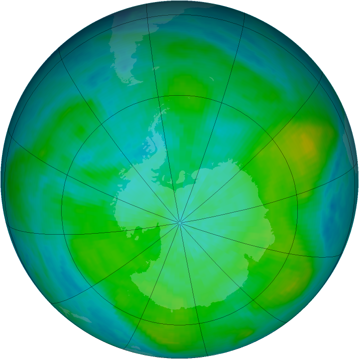 Antarctic ozone map for 07 March 1980